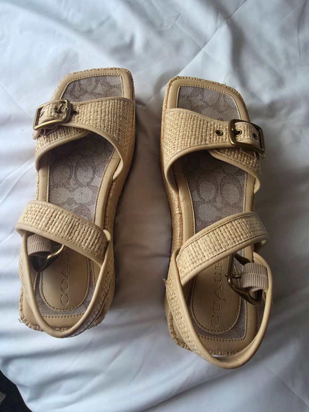 Coach Naomi Platform Raffia Shoes